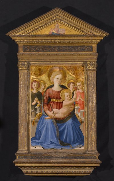 Virgem e criança com quatro anjos e o redentor de Zanobi di Benedetto Strozzi